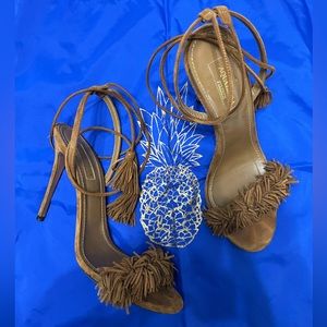 Aquazzura Brown Suede Wrap Around Sandals Sz 38/8